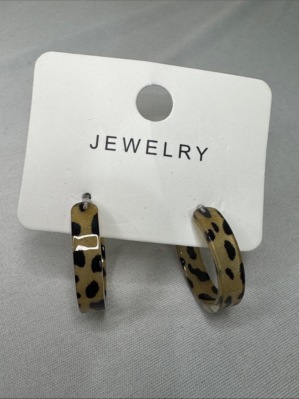Leopard Print Hoop Earrings - Tan